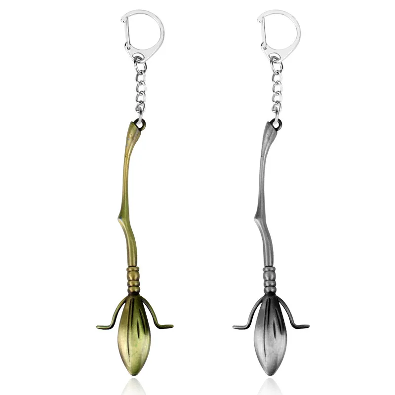 2Pcs/set broom keychain witch flying broom alloy key pendant game keychain mini sword keychain anime keychain pendant