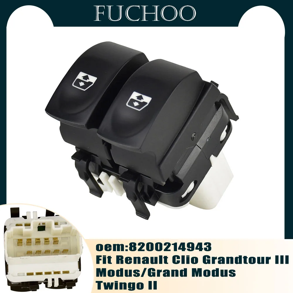 Accessori Auto Pulsante Di Controllo Interruttore Alzacristallo Per Renault Clio Grandtour Iii Modus/Grand Modus Twingo Ii 8200214943