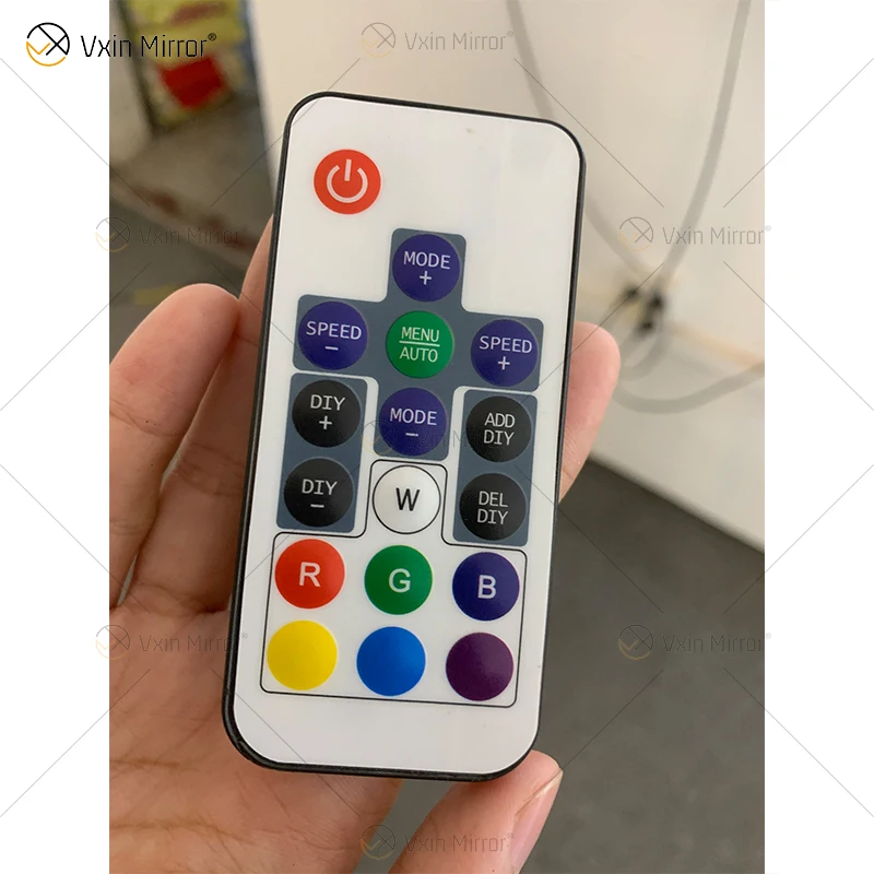 Remote Control LED RGB Wall-Mounted Frameless Light Tunnel Mirror 6-Color Waterproof Power Supply Power Source Included