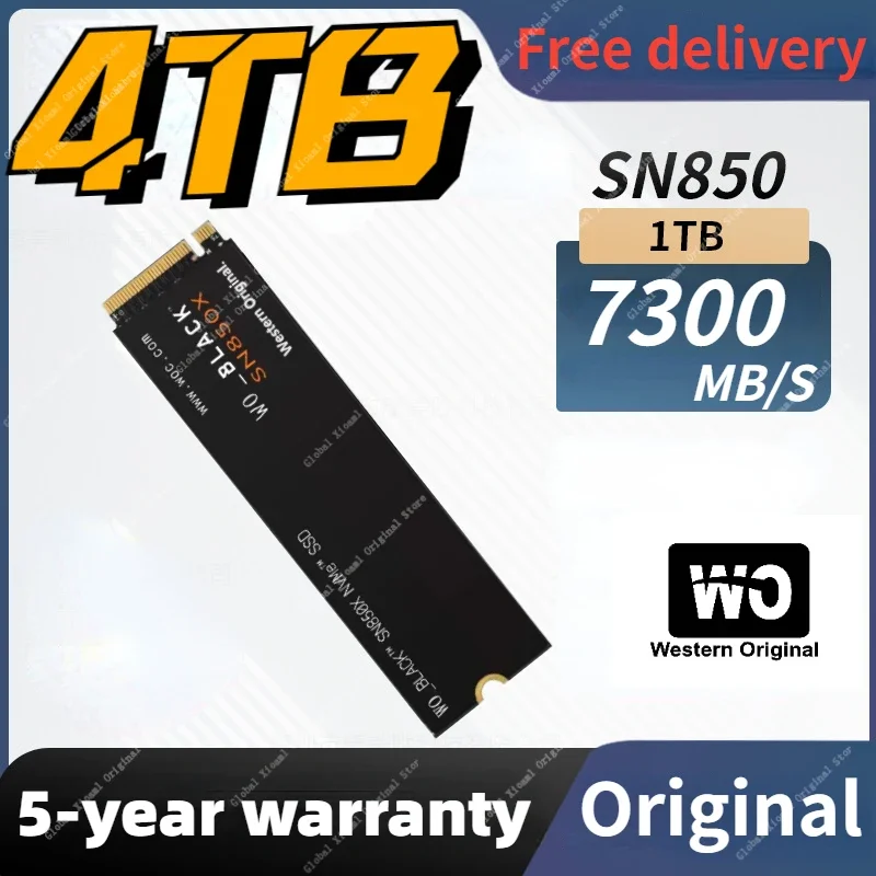

Игровой накопитель WO_BLACK SN850X NVMe SSD 1 ТБ 2 ТБ 4 ТБ, Внутренний твердотельный накопитель PCIe 4,0 M.2 2280 с радиатором для Playstation 5 PC