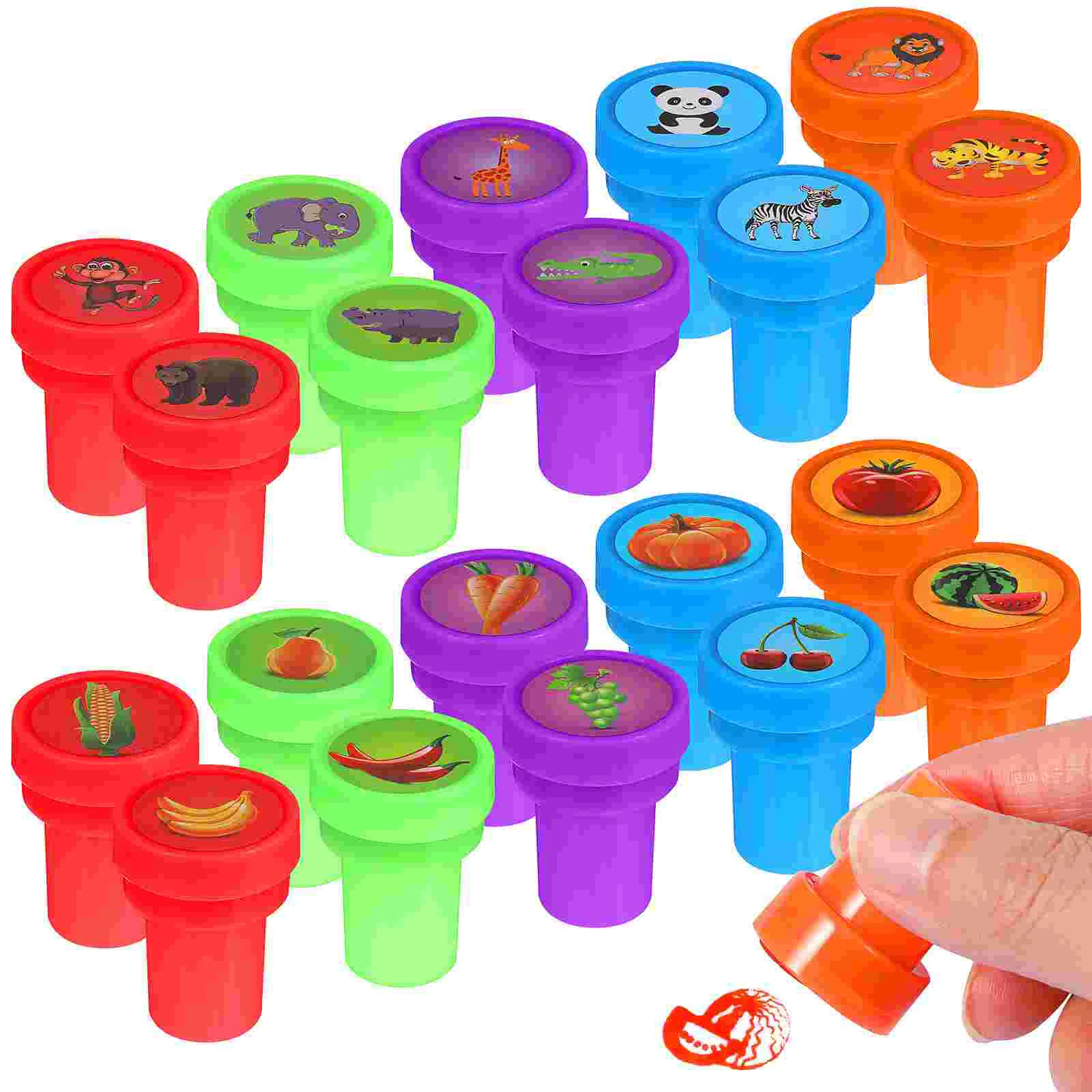 20pcs Fruit Stamper Funny Creative Animal Stamper for Kid Student Child