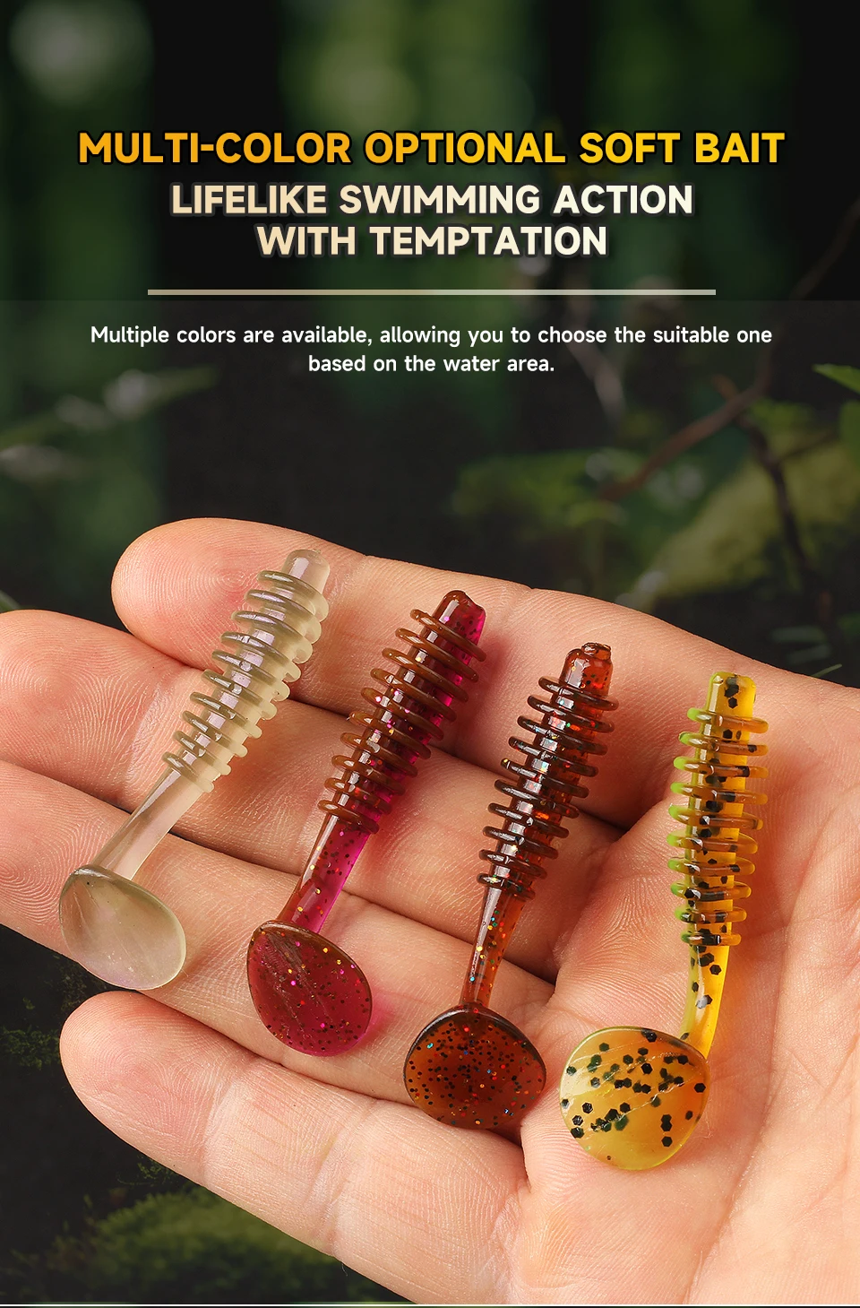 Supercontinent Rubbring Shad Soft Baits 5 cm/15 Stück UV Isca Künstliche Silikon Pesca Big T Tail Wobbler – Detail 3