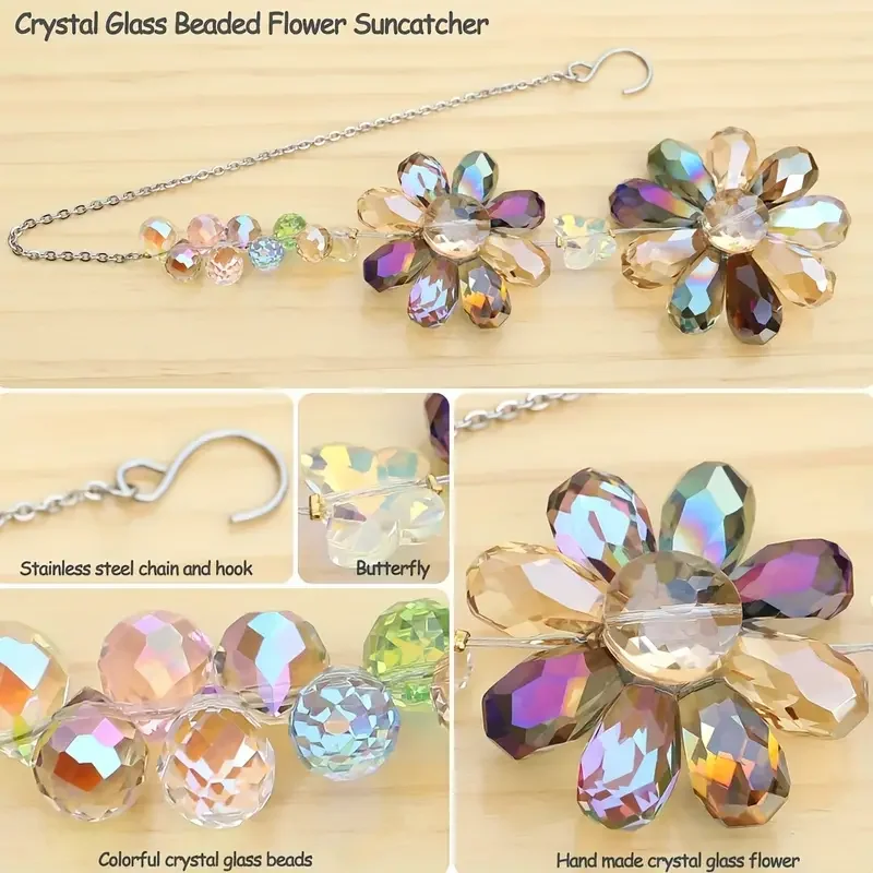 1 pc Rainbow Crystal Flower Light catcher, garden decoration, suitable for wedding and home embellishment sunflower decoration