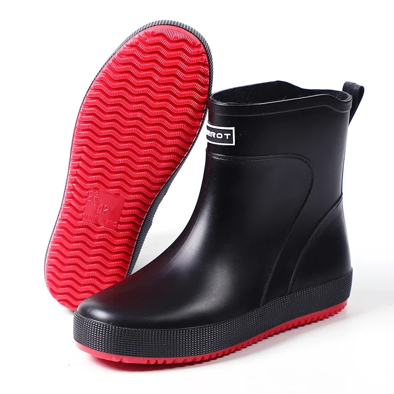 Rain Boots Men's Non-Slip Wear-Resistant Water Shoes Winter Fleece-lined Warm Fishing Waterproof Rubber Shoes Kitchen Work We...