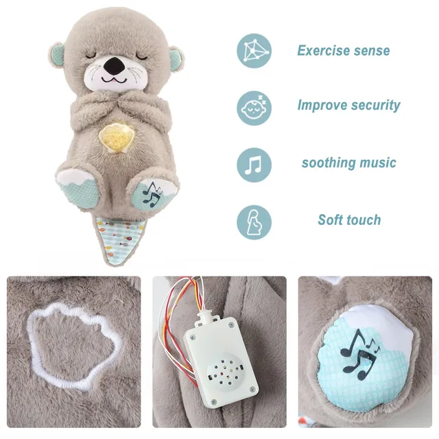 Animal de peluche para dormir, oso que respira y brilla, Juguete Musical de  peluche para bebé, nutria de animales - AliExpress