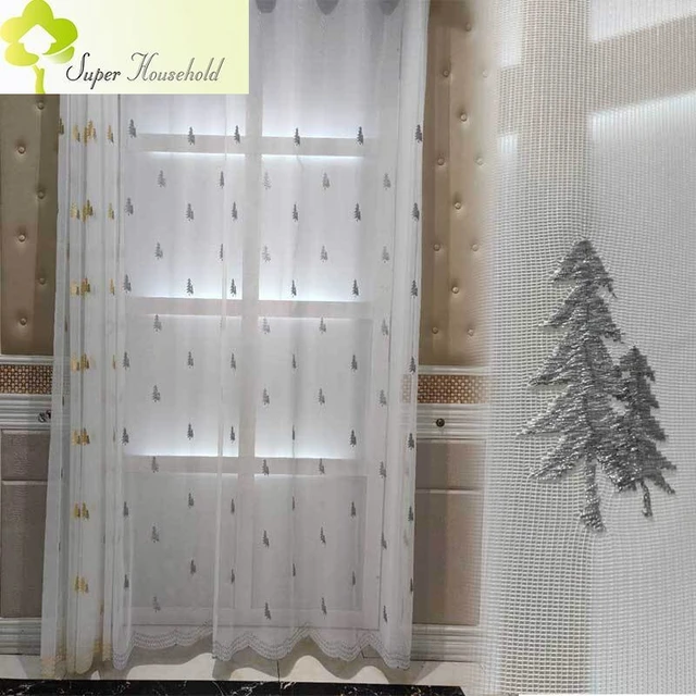 Tende moderne in Tulle ad albero per soggiorno camera da letto tende  trasparenti ricamate bianche per cucina Tulle per tende Voile finestra -  AliExpress