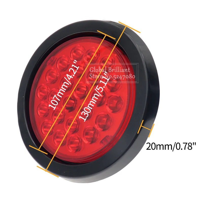 24V auto camion rimorchio luci posteriori posteriori rotonde girare luce Singal riflettore freno Stop indicatore laterale luci di avvertimento rosso giallo bianco - immagine 6