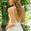 Customized Vestido De Noiva V Neck Tulle Wedding Dress Top Lace Appliques Bridal Dress Made Backless Wedding Gown Sweep Train 4