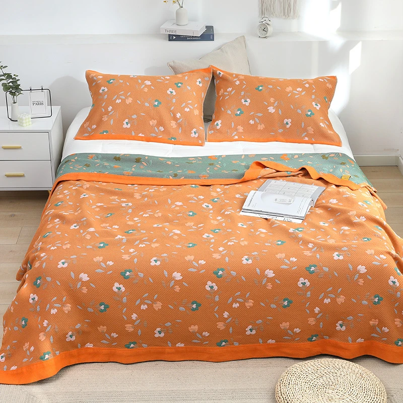 Delicate Flower Summer Blanket Cotton 200*230 Double sided Jacquard for