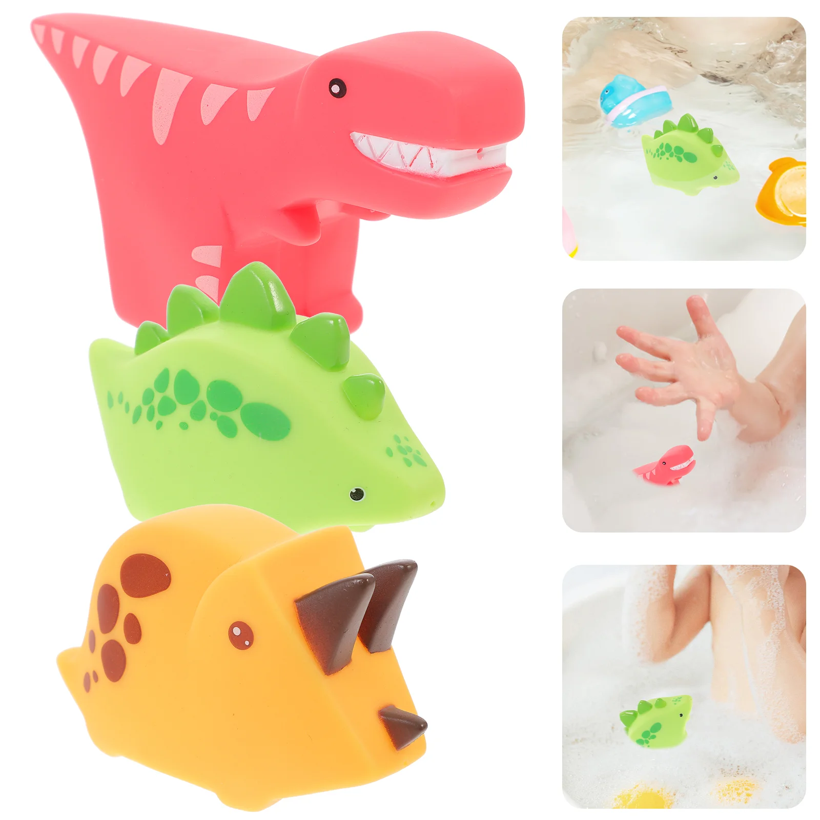 

3 Pcs Baby Bath Toys Adorable Dinosaur Compact Squeeze Bathtub Cartoon Interesting Lovely Plastic Tubs