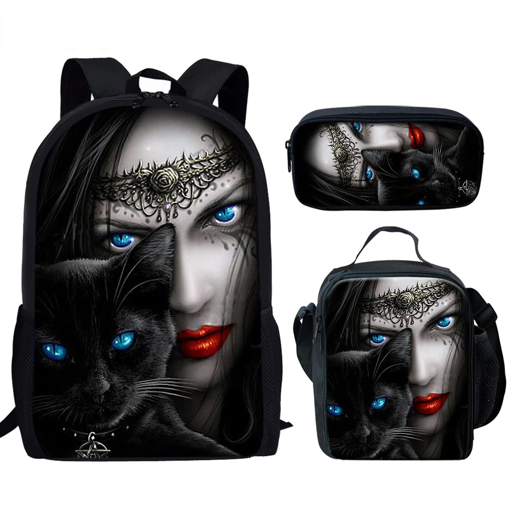 

HOMDOW Creative Cute Cat Pattern 3D Print 3pcs/Set pupil School Bags Laptop Daypack Backpack Inclined shoulder bag Pencil Case