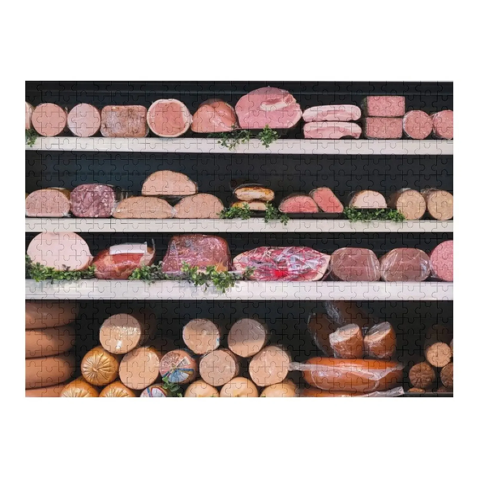 Meat Galore Butcher Shop Meat Shelves - Meat Lover Jigsaw Puzzle Custom Custom Wooden Gift Personalized Baby Object Puzzle