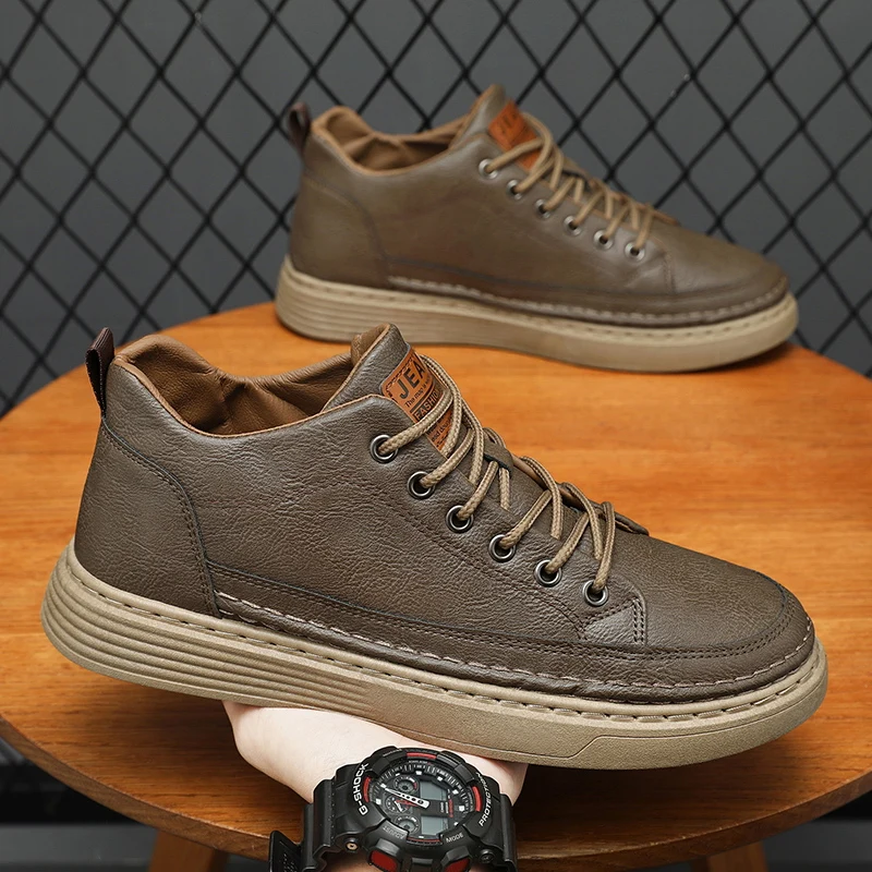 Baskets décontractées en cuir pour homme chaussures confort_voghion.com