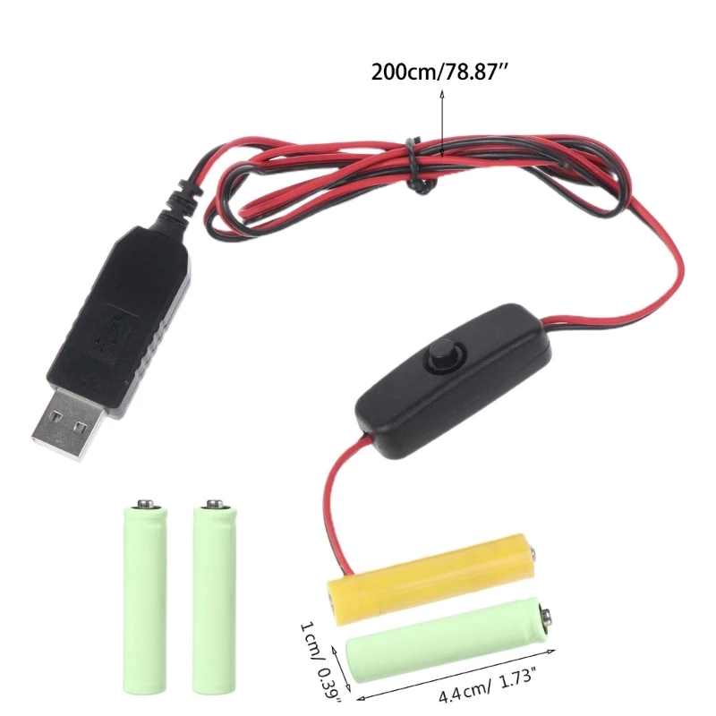 범용 6V AAA 배터리 제거기 스위치가 있는 USB 전원 공급 장치 케이블 LED 조명용 6V AAA LR03 배터리에 USB