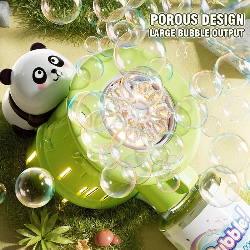 Panda Electric Bubble Gun Cute Cartoon Panda Soap Bubble Maker Blowing Toy Party Games Outdoor Toys for Kids Gift