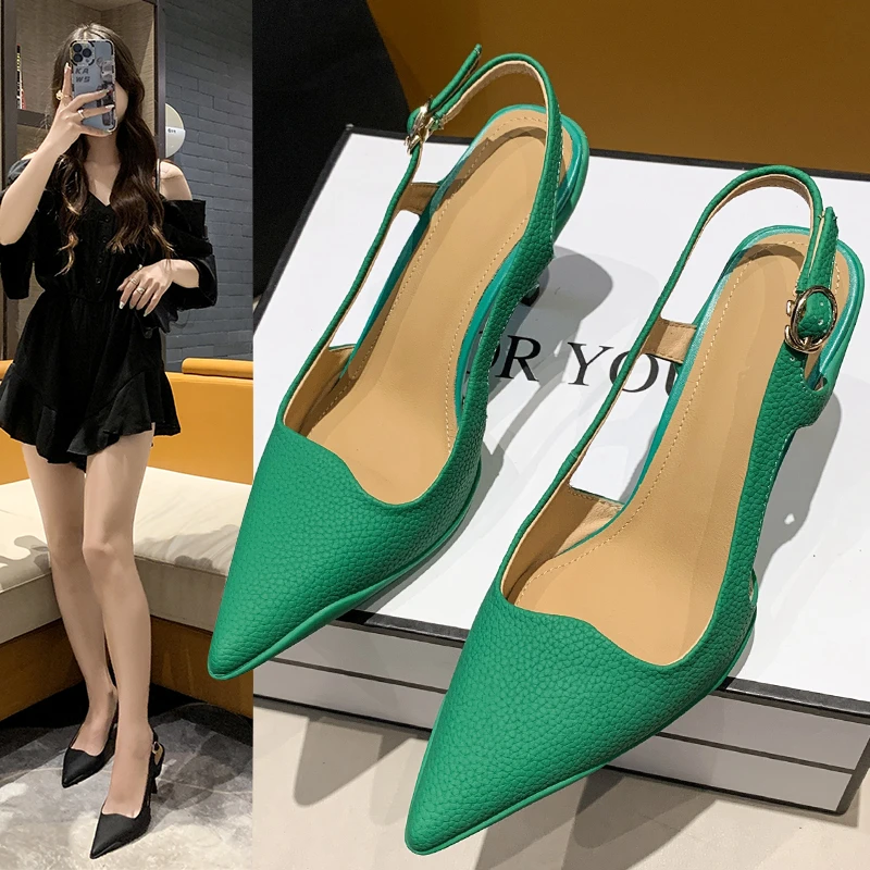Women Summer New Sexy Simple Casual Temperament Sandals with Pointed Toe and Stilettos Women Shoes High Heel Sandalias De Mujer