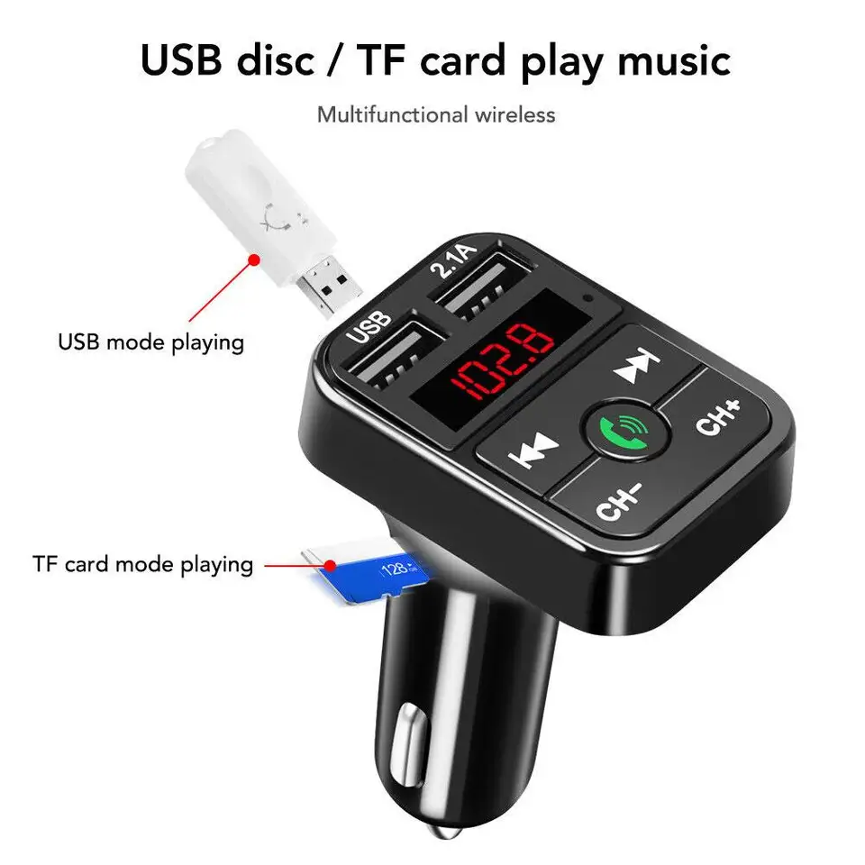 Trasmettitore FM Bluetooth Auto – NQ STORE Con Ricarica USB QC 3.0 E PD, Vivavoce E Riproduzione Da Scheda TF, Schermo LED Retroilluminato!