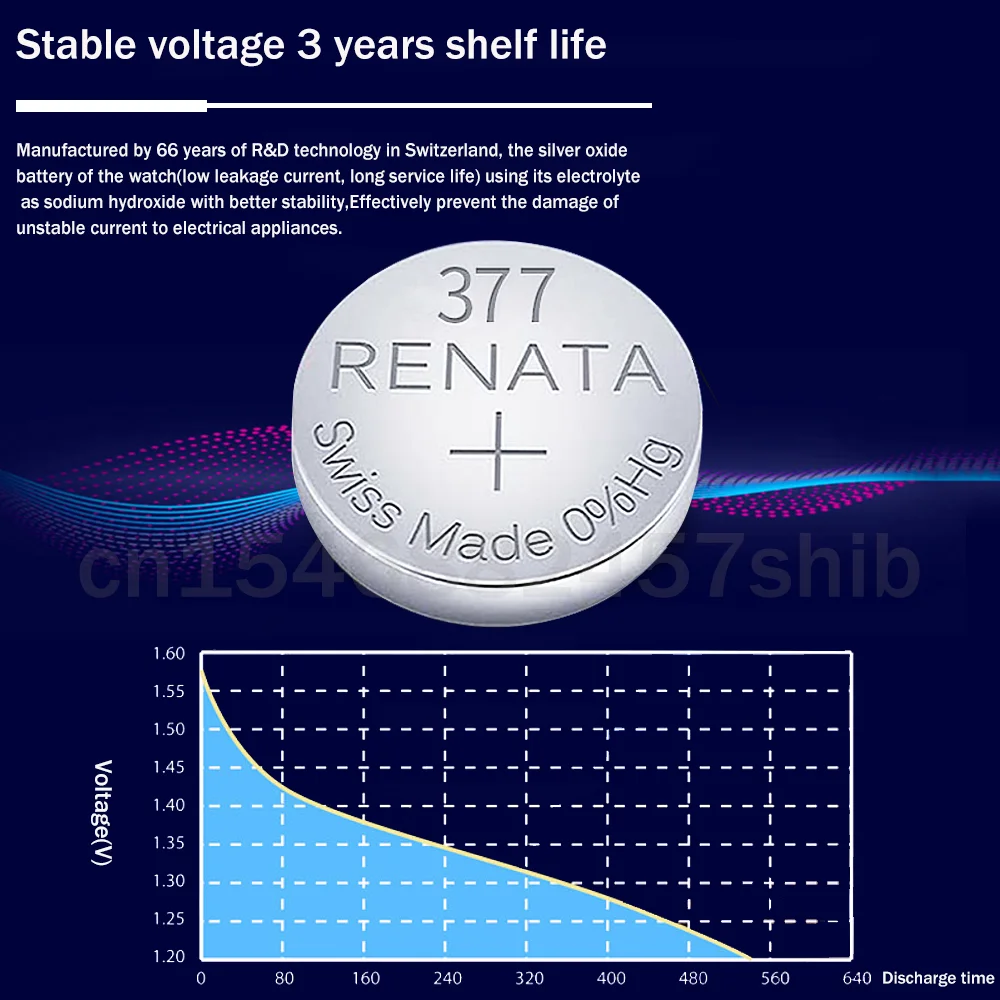 Renata-batería de reloj, pila de botón hecha en suiza, 100% Original, 377,  SR626SW SR626 V377 AG4, 5 unidades - AliExpress