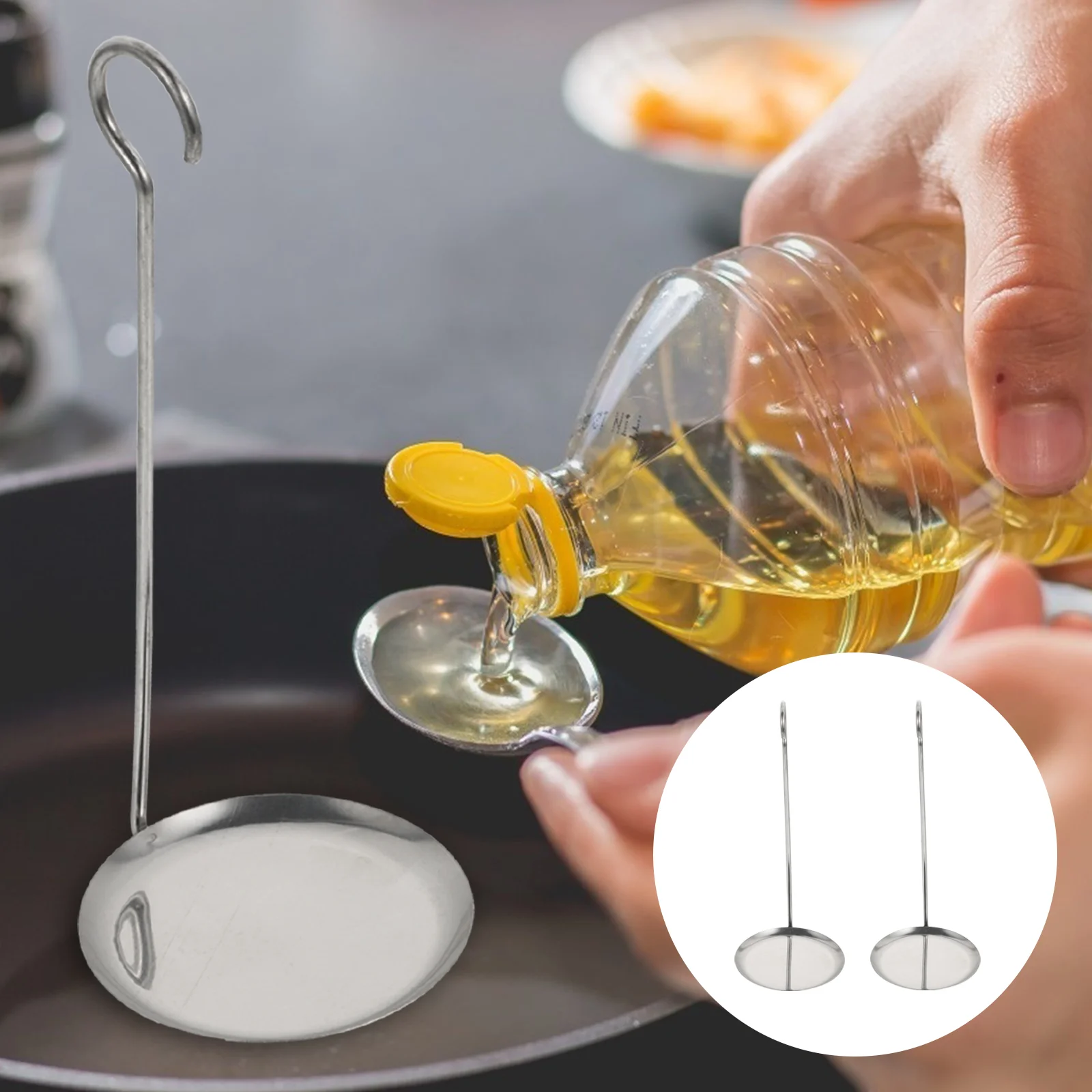 4 Pcs Long Handle Stainless Steel Shrimp Cake Spoon Pancake Spatula Spoons Kitchen
