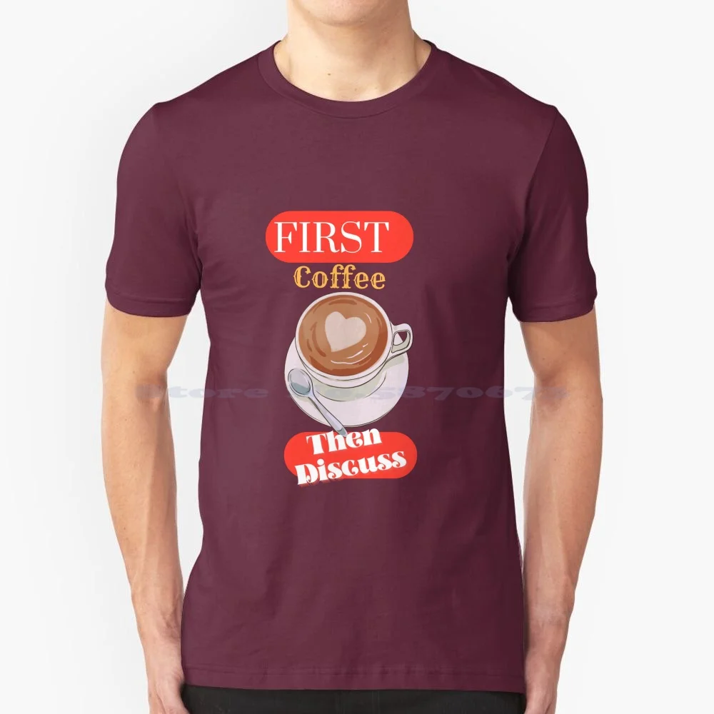 T-Shirt Da Caffè Big Face T-Shirt 100% Cotone Primo Caffè Poi Discuti Caffè E Caffè Italiano Big Face Caffè Weekend E