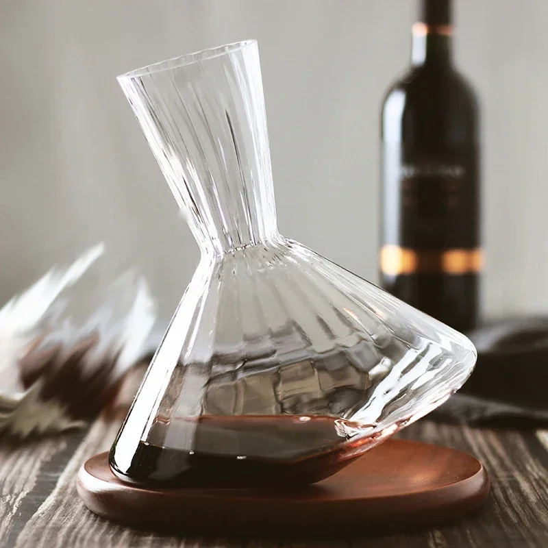 Decanter Per Vino 1500ml Con Base Girevole - In Cristallo Senza Piombo, Per Aerazione Vino Rosso - Foto 4