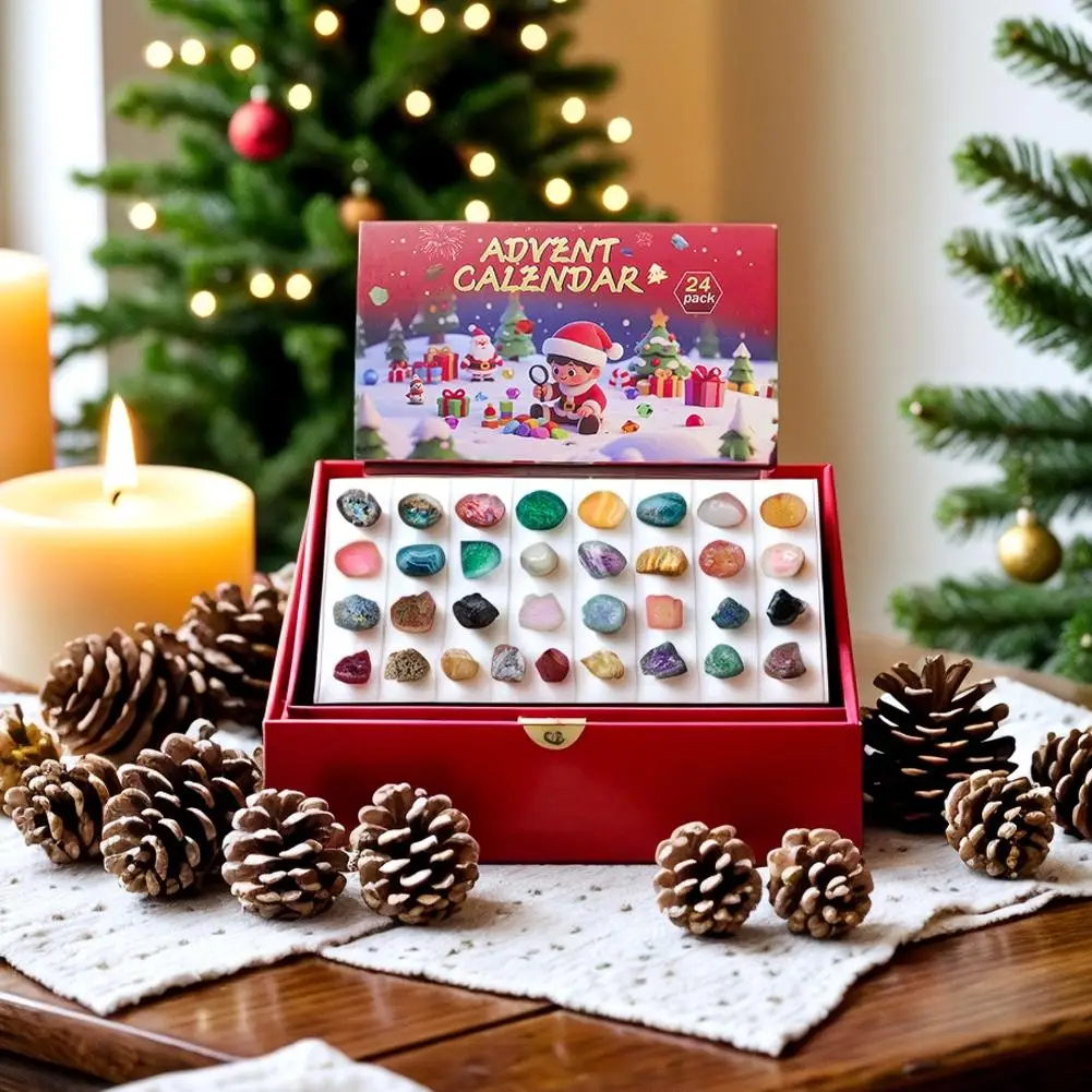 Christmas Advent Calendar 24 Days Rock Collection Christmas Countdown Calendar Rock Crystal Stone Kids Gifts