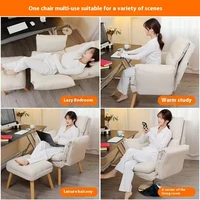 Chaise de chambre à coucher rembourrée en tissu, canapé inclinable simple pliable et détachable 6