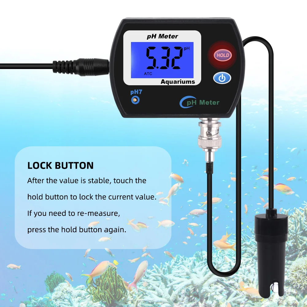 Professional Accurate pH Meter for Aquarium Multi-parameter Water Quality Monitor Online pH monitor Acidometer US/EU plug personalized tape measure