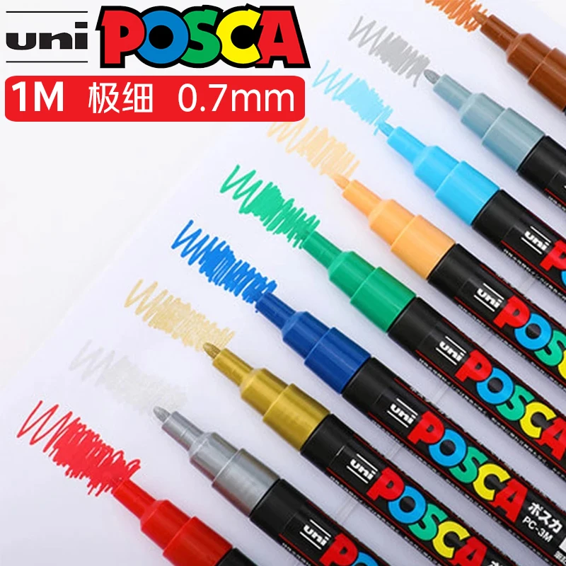 Japan Uni Posca Acrylic Paint Marker Set, PC-3M,PC-5M, PC-1M