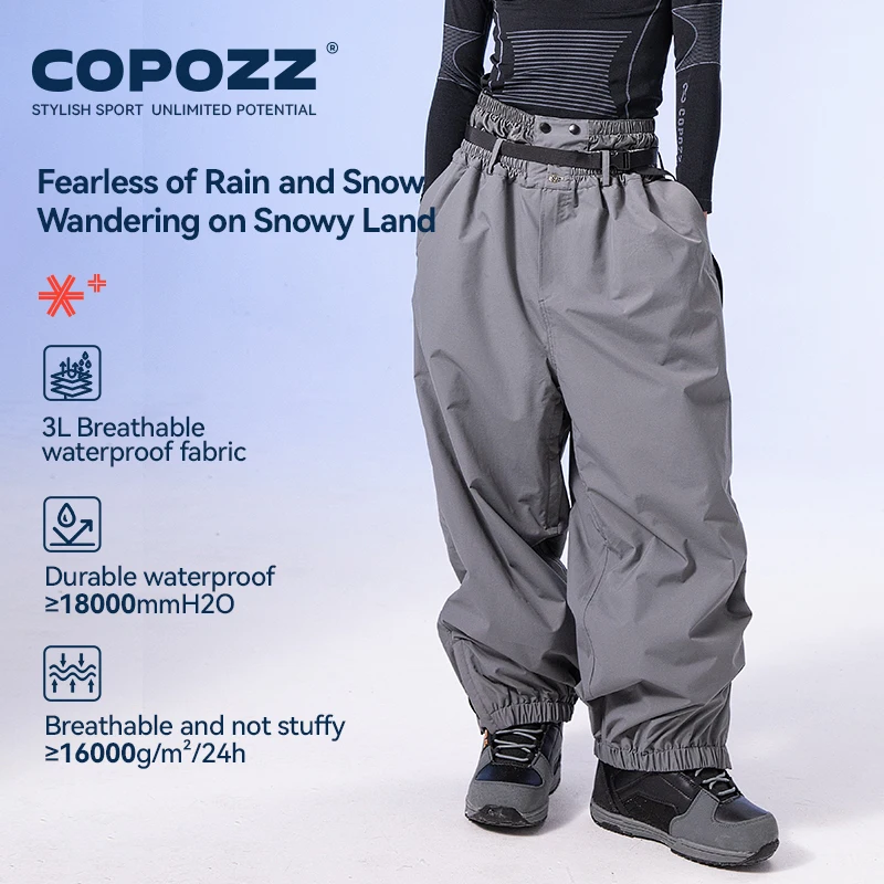 COPOZZ Brand Winter 3L Male Ski Pants Outdoor Sports Permeable Windproof Waterproof Female Snow Pant Warm Ski Snowboard Trousers