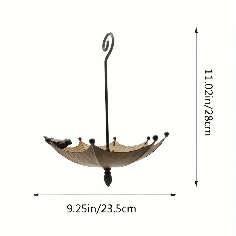 Antique Umbrella Shaped Metal Bird Food Tray Outdoor Hanging Bird Bathtub And Food Bowl Decorative Garden Yard Accessories