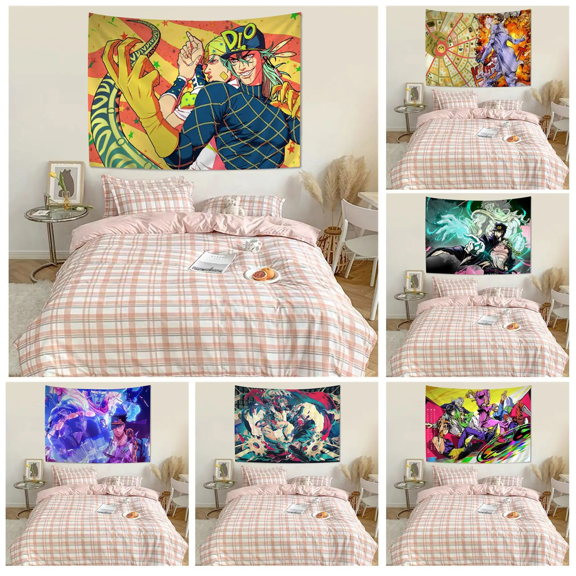 

JoJo's Bizarre Adventure Tapestry DIY Wall Tapestry Hanging Tarot Hippie Wall Rugs Dorm INS Home Decor