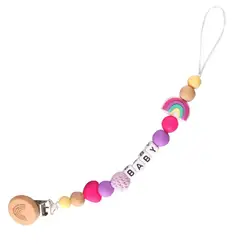 Pacifier Strap Rainbow Color Paci Chain Silicone Pacifier Clips Prevent Falling To Keep Clean BPA Free Clip Holder