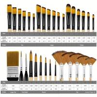 32pcs Paint Brush Set, Artist Series, Nylon Bristles with Round, Filbert, Flat, Fan, Angle, Detail Brush, Suitable for Painting 2