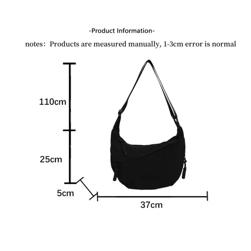 Solid color trendy shoulder bag, personalized multifunctional canvas bag, daily minimalist dumpling bag