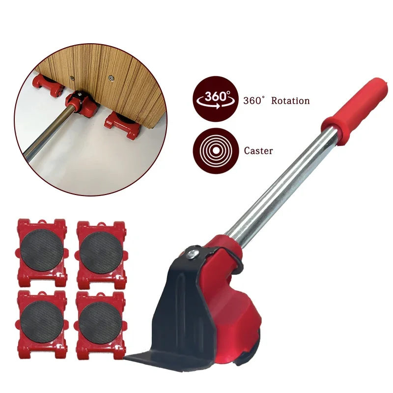 New Furniture Transport Moving Roller Set Removal Lifting Moving Tool Set Wheel Bar Mover Moving Heavy Stuffs Device Hand Tool