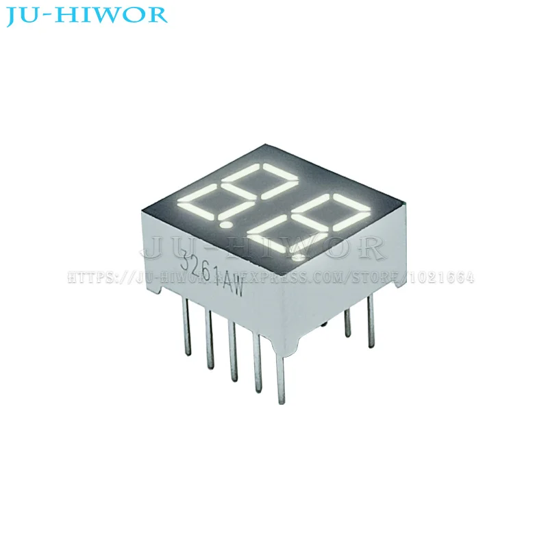 

10pcs 0.36 Inch 10Pins 3261AW 3261BW 2 Digits Bits 7 Segment White LED Digital Display Digitron Common Anode Cathode C-C C-A