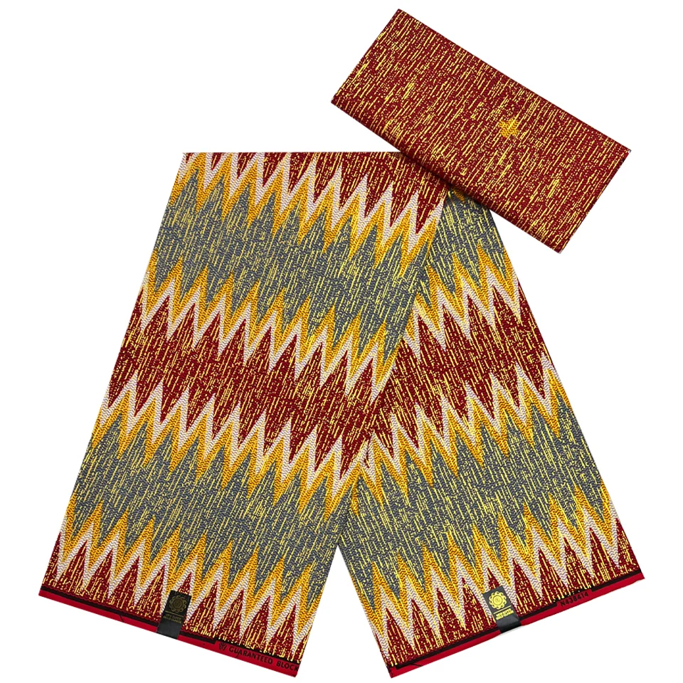 African Kente Cloth Fabric Prints 6 Yards Real Wax 100 Cotton For Textile