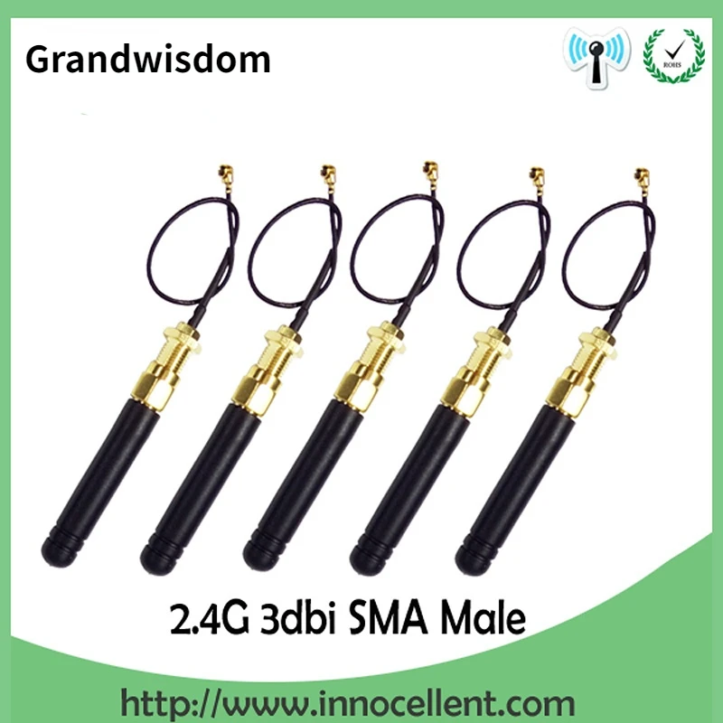 

20pcs 2.4g antenna 3dbi sma male wlan wifi 2.4ghz antene IPX ipex 1 SMA female pigtail Extension Cable iot module antena