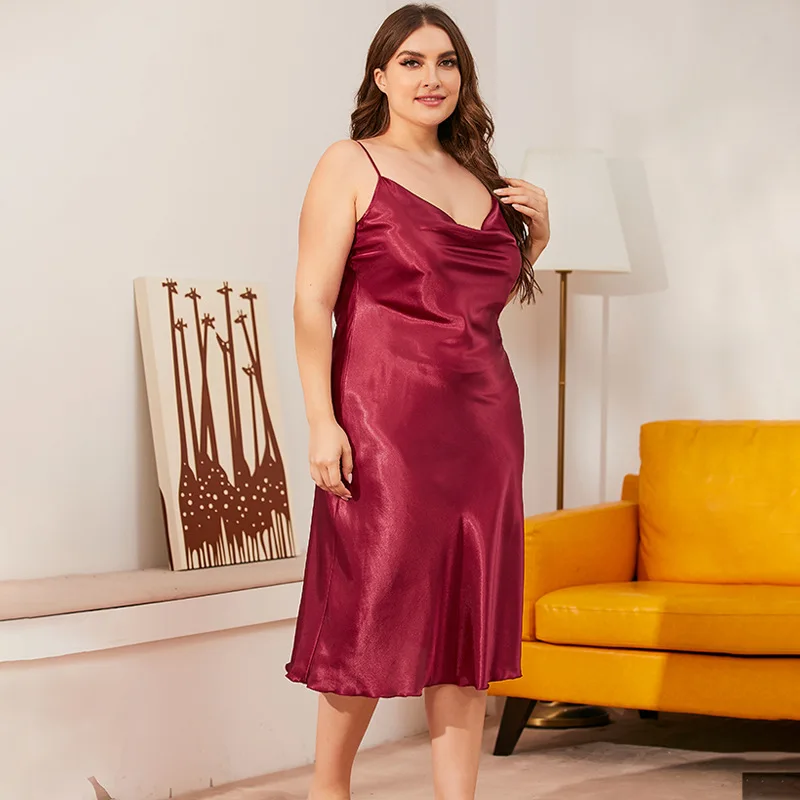 Sleepwear Large Sizes Sleepwear Sexy Plus Size Women's Nightgown Room Wear Summer Nightgown Dress Transparent Rayon Wire Sexy