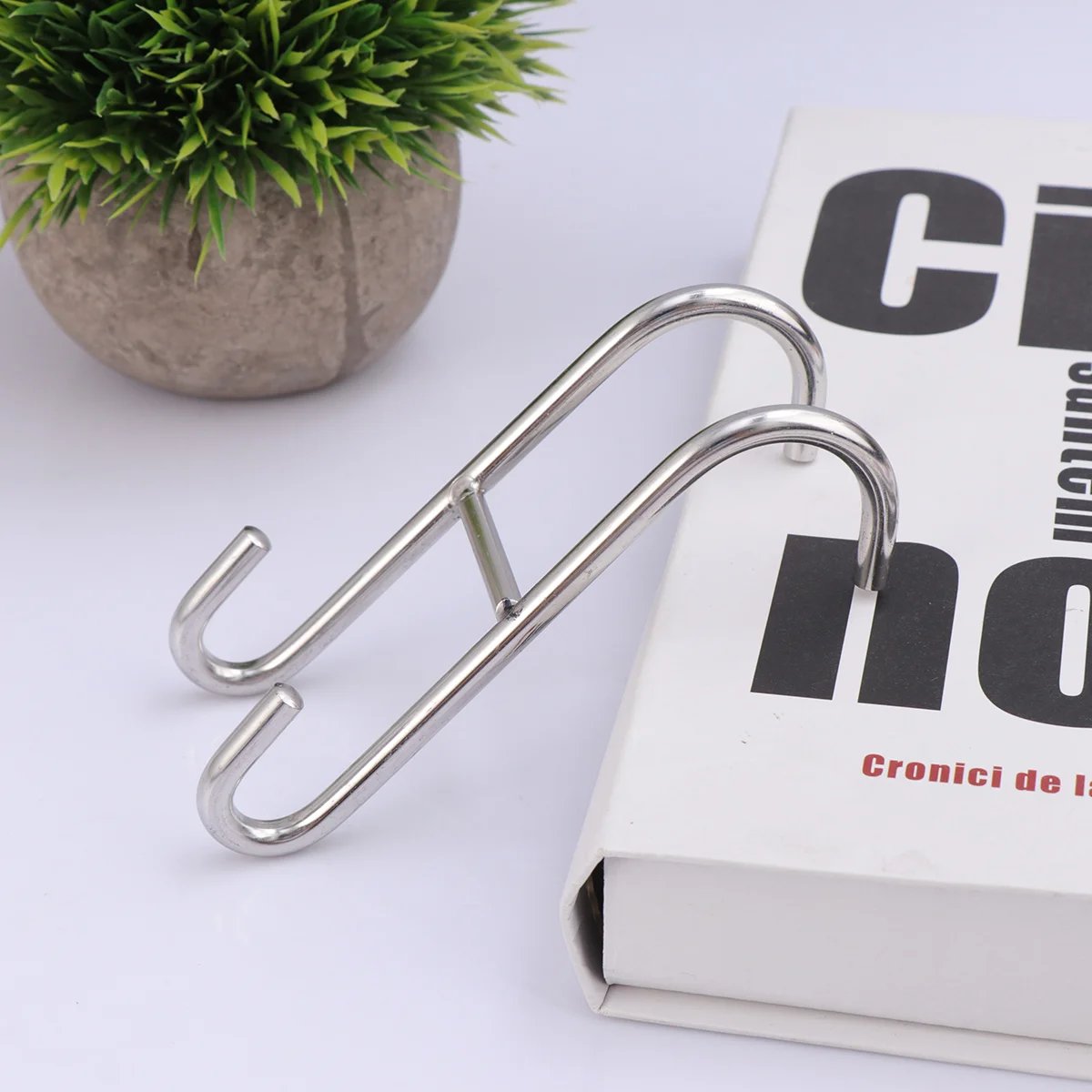 2 Pcs Heavy Duty Clothes Rack Door Hanger Glass Over Hook Shape Stainless Steel Double