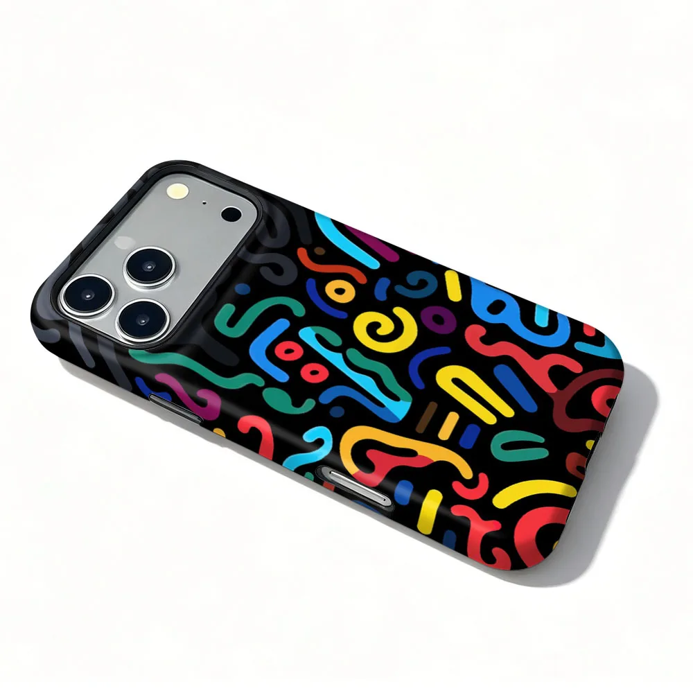Colorful Swirl Graffiti Magnetic Phone Case with 2-in-1 Film Cover