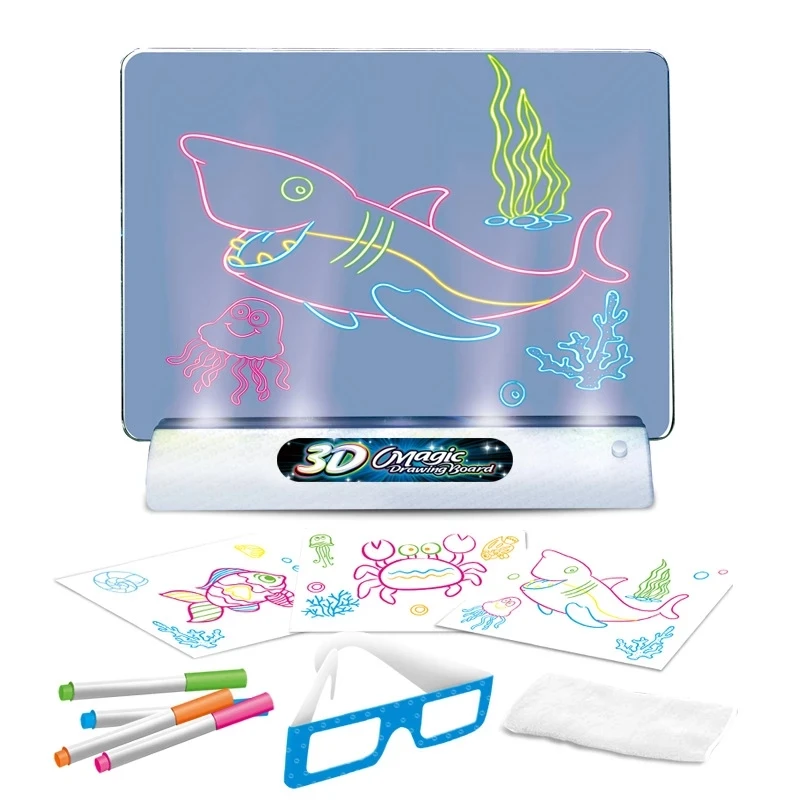 

3D Magic Drawing Board LED VR Montessori Educational Toys DIY Children Graffiti Painting Lcd Writing Tablet Coloring Blackboard
