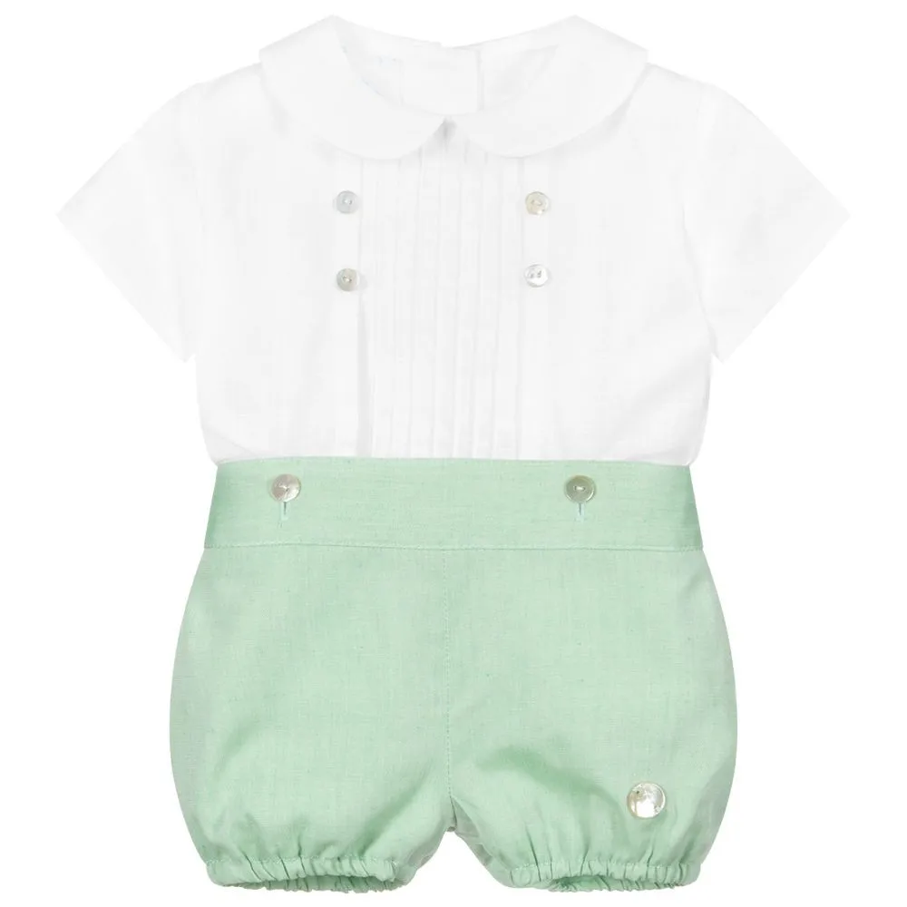 2Pcs Toddler Boys Spanish Clothing Suit Baby White Cotton Shirts with