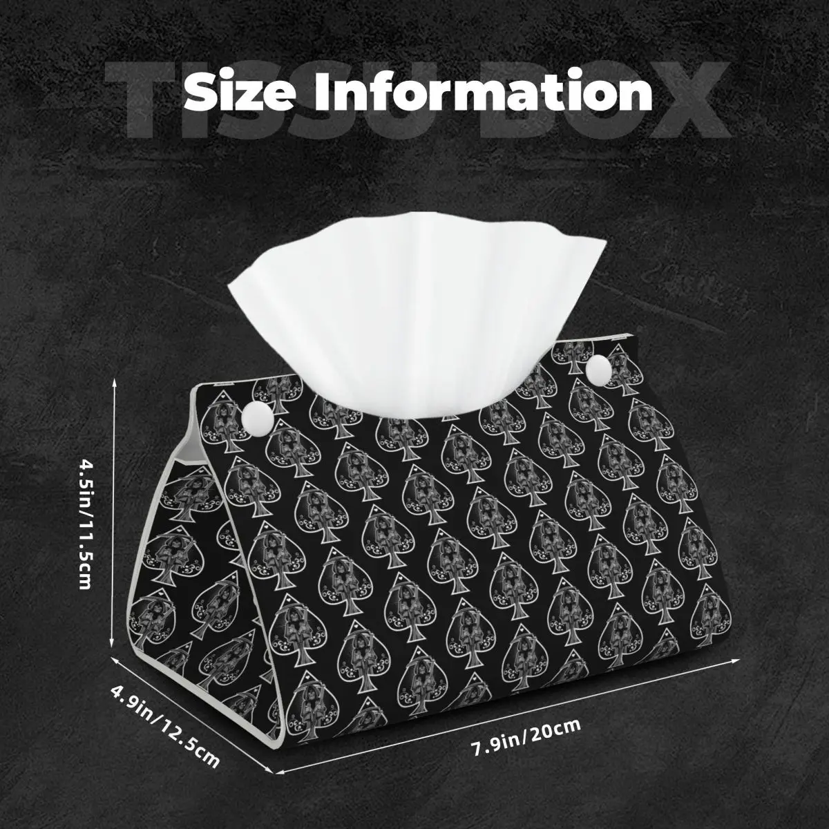 Custom Ace Of Spades Gothic Skull Poker Tissue Box Cover for Bathroom Car PU Leather Rectangular Facial Tissue Box Holder 5