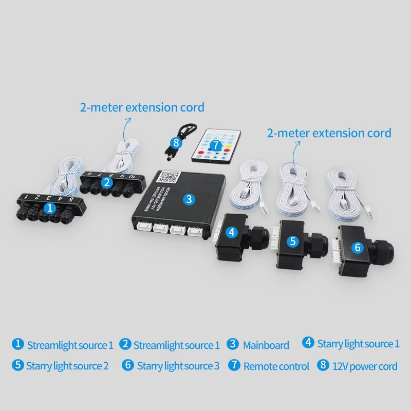 12V Car Starry Sky Roof Fiber Optic Branch Machine Meteor App Bluetooth Colorful Flashing Ceiling Modified Light Source Skylight Car Atmosphere Starry Sky Light fiber optic lamp fiber optic ceiling kit