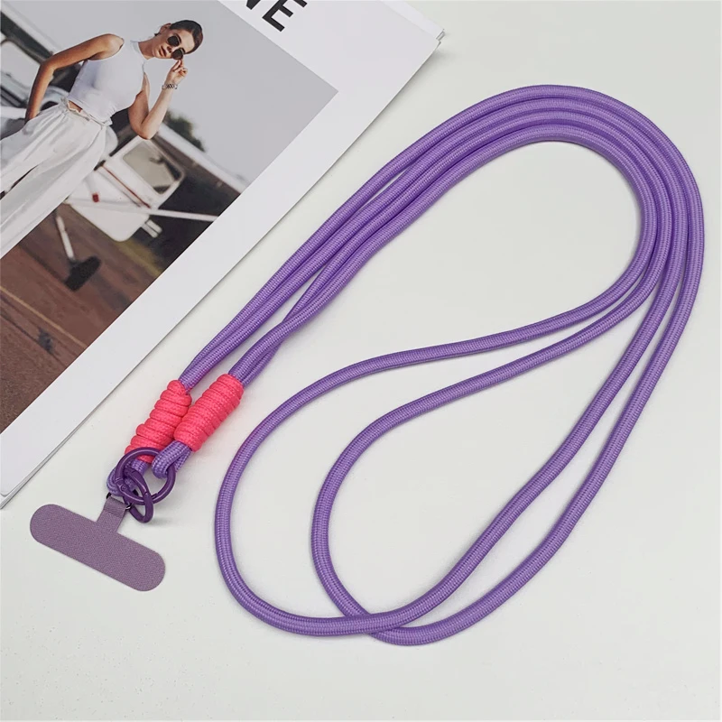 120cm Double Rope Crossbody Phone Lanyard with Anti-Loss Neck Clip