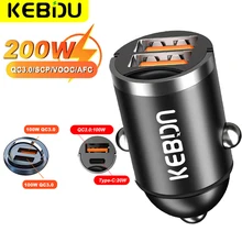 USB 자동차 충전기 빠른 충전 4.0 QC4.0 QC3.0 QC SCP 5A PD 유형 C, 200W 빠른 전화 충전 아이폰 Xiaomi Huawei 휴대 전화 BF