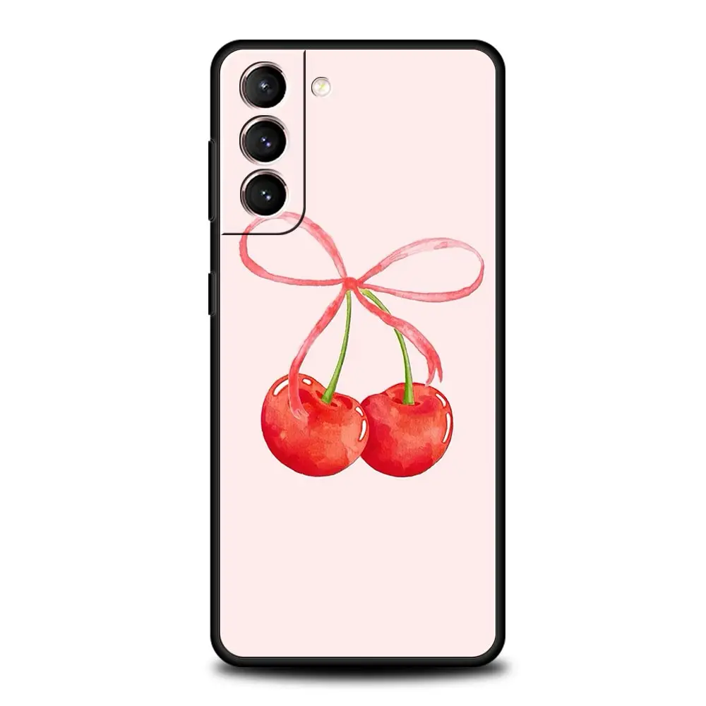 Charming Cherry Bow Soft Silicone Phone Case