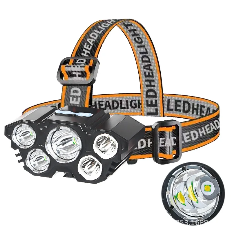 USB Rechargeable Headlamp Portable 7LED Headlamp Built-in Battery Flashlight Portable Sailor with Lighting Marine Accessories